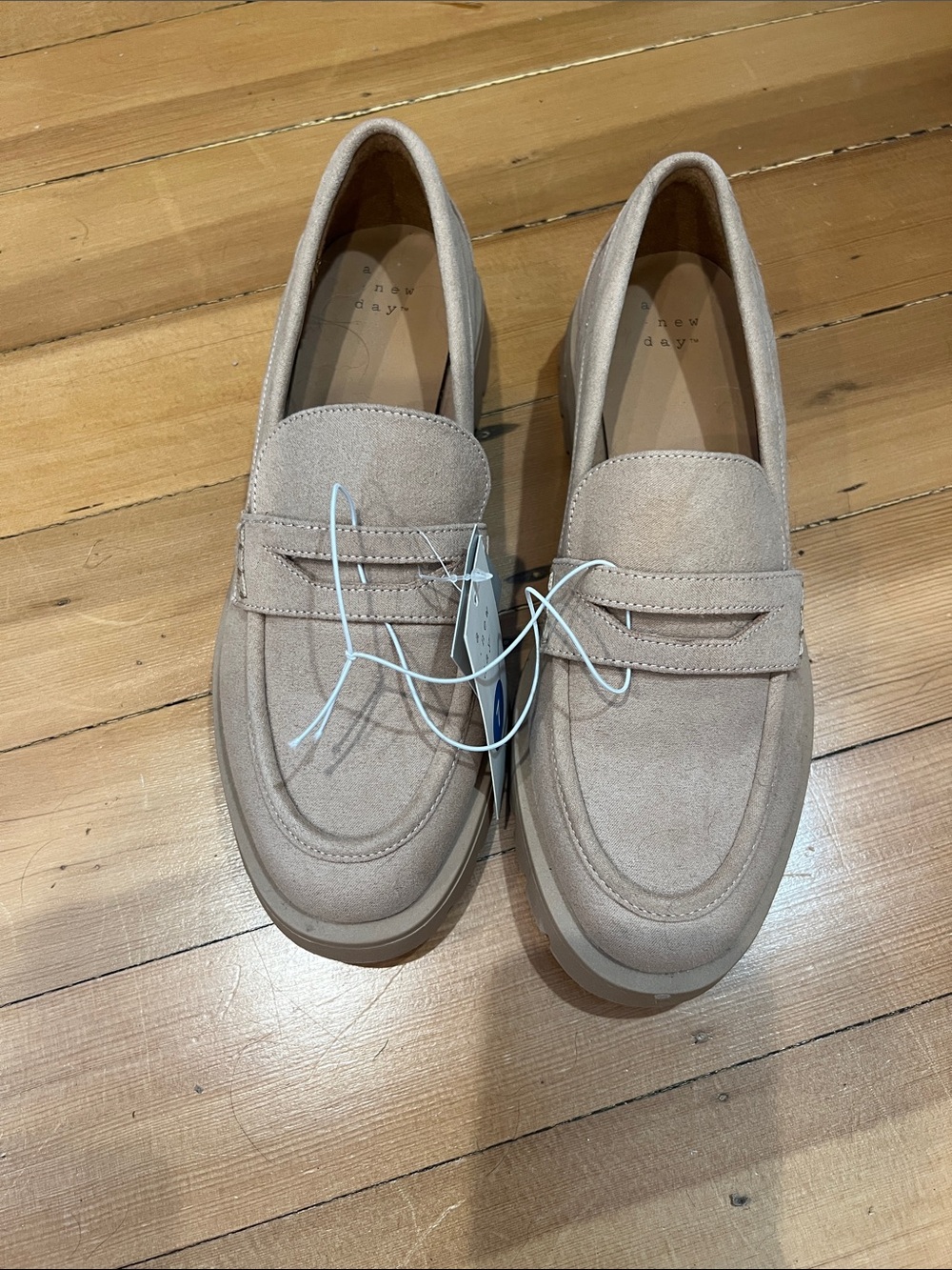 Women’s Suede Penny Loafers in Light Beige from Target (A New Day)